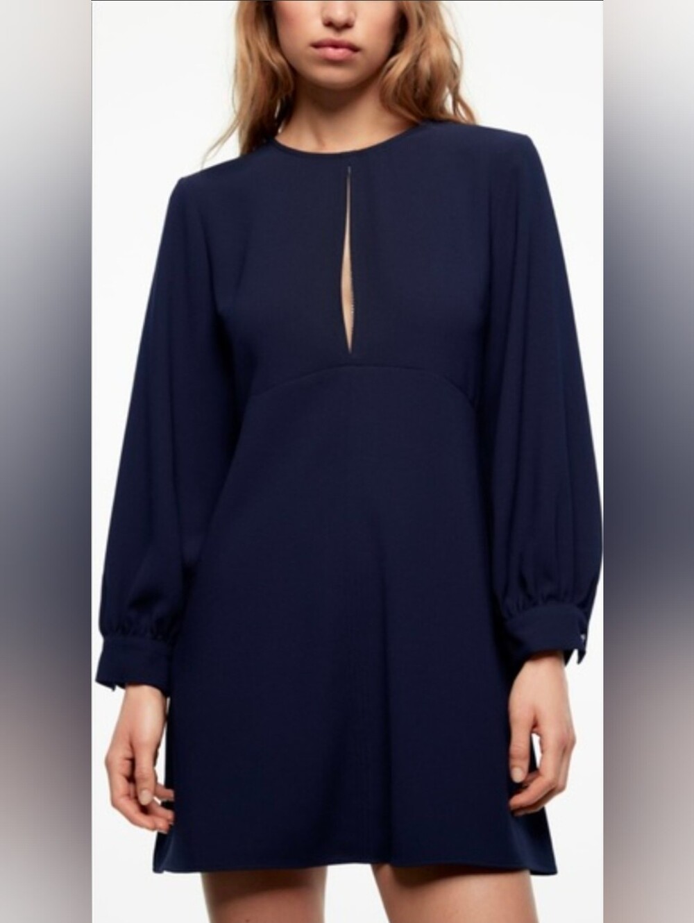 Zara Elegant Blue Rhinestone Trim Dress Size S
